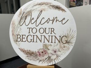 WELCOME TO OUR BEGINNING WOOD SIGN-image