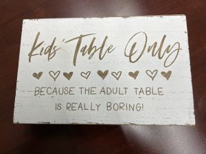 KIDS TABLE ONLY SIGN-image