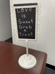 LOVE IS SWEET WHITE METAL SIGN-image