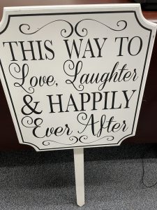 THIS WAY TO LOVE WHITE WOOD SIGN-image