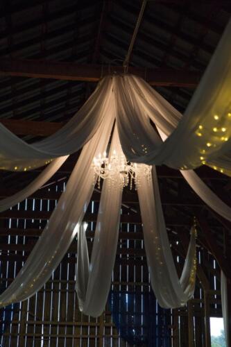 Barn Chandelier and fairy lights
