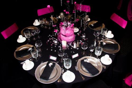 Hot Pink and Black table decor
